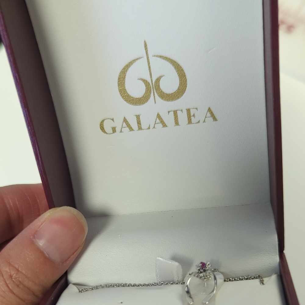 Galatea Silver Flip Flop Pendant Necklace with Pink Gem flower hawaiian beach - Picture 4 of 6